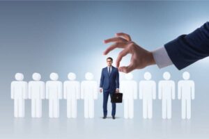 Businessman being selected among candidates in a recruitment concept