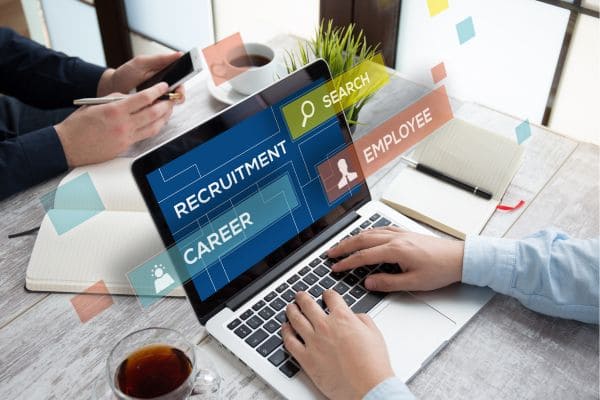 Digital recruitment and career search concept on a laptop screen